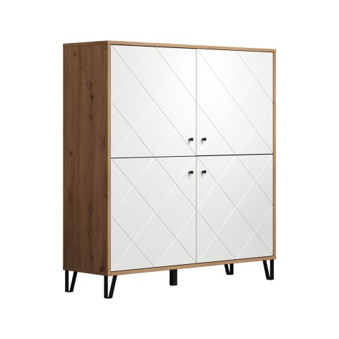 Highboard >Touch< in Weiß Matt Tiefzieh - 123x136x40 (BxHxT)