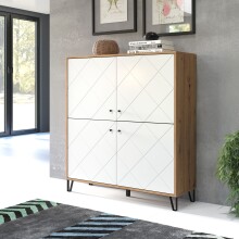 Highboard >Touch< in Weiß Matt Tiefzieh - 123x136x40 (BxHxT)