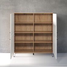 Highboard >Touch< in Weiß Matt Tiefzieh - 123x136x40 (BxHxT)