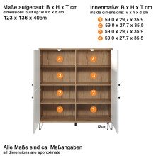 Highboard >Touch< in Weiß Matt Tiefzieh - 123x136x40 (BxHxT)