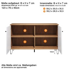 Kommode >Touch< in Weiß Matt Tiefzieh - 123x76x40 (BxHxT)