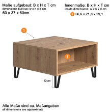 Couchtisch >Touch< in Artisan Eiche - 60x37x60 (BxHxT)
