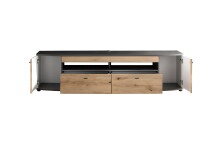 Lowboard >SINUS< in Braun/Grau aus Holzwerksoff - 200x51,3x46,4cm (BxHxT)