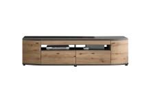Lowboard >SINUS< in Braun/Grau aus Holzwerksoff - 200x51,3x46,4cm (BxHxT)