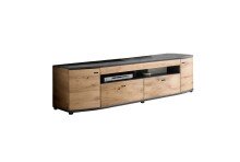 Lowboard >SINUS< in Braun/Grau aus Holzwerksoff - 200x51,3x46,4cm (BxHxT)