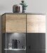 Standvitrine >SINUS< in Braun/Grau aus Holzwerkstoff - 70,1x171,2x37,4cm (BxHxT)