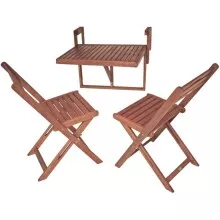 Balkonset >Berkeley< in eucalyptus/braun aus Holz -...