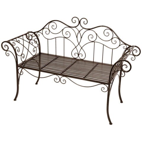 Gartenbank >Selene< in schwarz/braun aus stahl - 143x93,5x51cm (BxHxT)