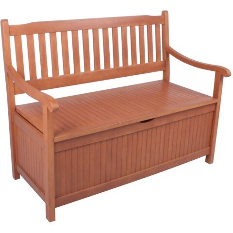 Truhenbank >Houston< in braun aus Eukalyptus  - 107x90x59cm (BxHxT)