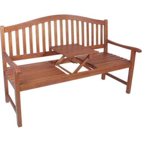 Gartenbank >Phuket< in braun / holzoptik aus holz  - 150x105x63cm (BxHxT)