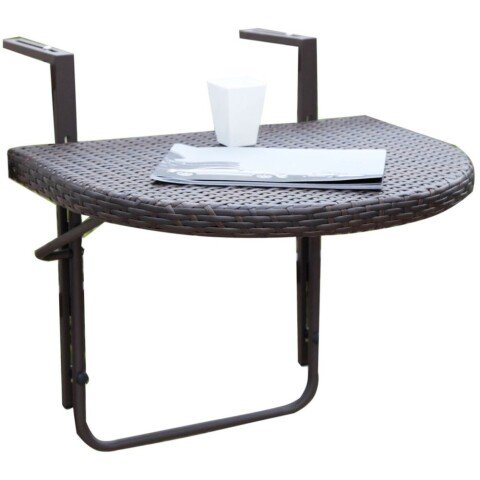 Balkonhängetisch >Agra< in braun aus Aluminium, Kunststoff - 50x50x60cm (BxHxT)