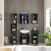 Badkommode >Spice< in Schwarz matt aus Holzwerkstoff - 40x85x32cm (BxHxT)