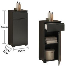 Badkommode >Spice< in Schwarz matt aus Holzwerkstoff - 40x85x32cm (BxHxT)