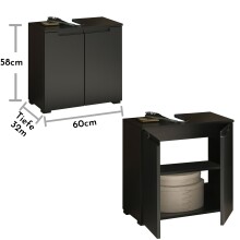 Waschbeckenunterschrank >Spice< in Schwarz matt - 60x57x32 (BxHxT)
