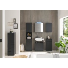 Hochkommode >Spice< in Schwarz matt aus Holzwerkstoff - 40x134x32cm (BxHxT)