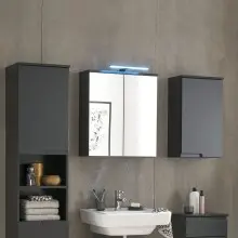 Badezimmerspiegelschrank >Spice< in Schwarz matt -...