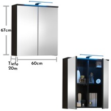 Badezimmerspiegelschrank >Spice< in Schwarz matt - 60x67x20 (BxHxT)