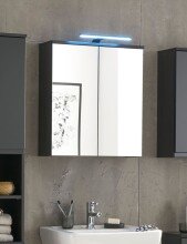 Badezimmerspiegelschrank >Spice< in Schwarz matt - 60x67x20 (BxHxT)