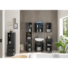 Hochschrank >Spice< in Schwarz matt aus Holzwerkstoff - 40x191x32cm (BxHxT)