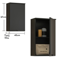 Hängeschrank >Spice< in Schwarz matt aus Holzwerkstoff - 40x67x23cm (BxHxT)