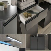 Hängeschrank >Spice< in Schwarz matt aus Holzwerkstoff - 40x67x23cm (BxHxT)