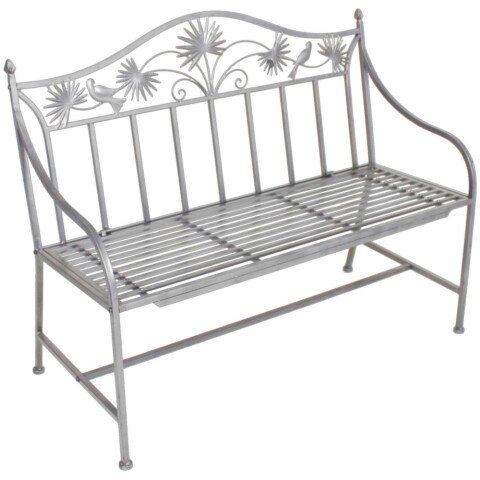 Gartenbank >Talin< in silberfarben aus Eisen - 111x84x52cm (BxHxT)