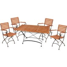 Gartentisch >Wien< in holzfarben/schwarz aus Holz, Stahl - 90x74x150cm (BxHxT)