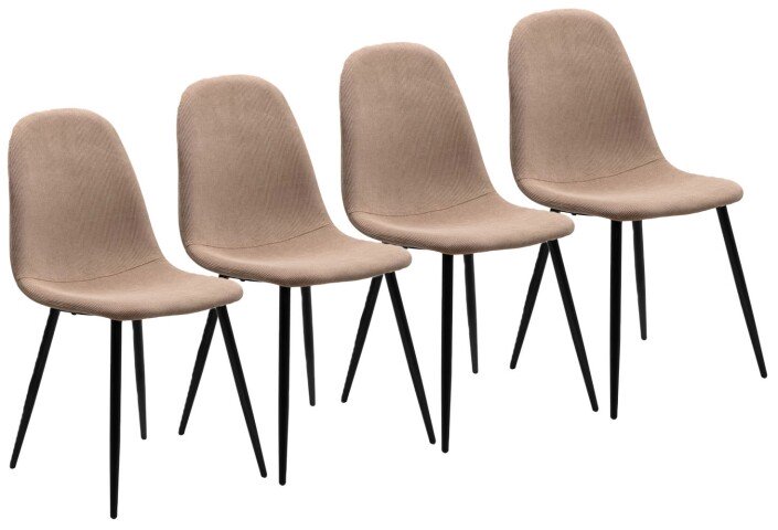 Polsterstuhl >Anya< (4er Set) in Schwarz / Cord braun - 43x83x50 (BxHxT)