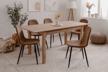 Polsterstuhl >Anya< (4er Set) in Schwarz / Cord braun - 43x83x50 (BxHxT)