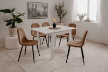 Polsterstuhl >Anya< (4er Set) in Schwarz / Cord braun - 43x83x50 (BxHxT)