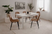 Polsterstuhl >Anya< (4er Set) in Schwarz / Cord braun - 43x83x50 (BxHxT)
