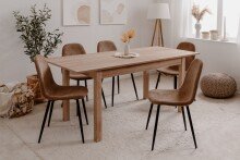 Polsterstuhl >Anya< (4er Set) in Schwarz / Cord braun - 43x83x50 (BxHxT)