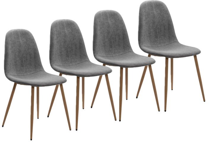 Polsterstuhl >Anya< (4er Set) in Holzoptik / Cord grau - 43x83x50 (BxHxT)
