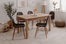 Polsterstuhl >Anya< (4er Set) in Holzoptik / Cord grau - 43x83x50 (BxHxT)