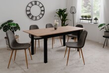 Polsterstuhl >Anya< (4er Set) in Holzoptik / Cord grau - 43x83x50 (BxHxT)