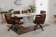 Polsterstuhl >Bobby I< (2er Set) in Schwarz / Lederoptik braun