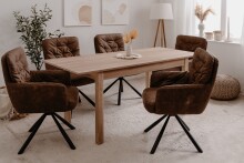 Polsterstuhl >Bobby I< (2er Set) in Schwarz / Lederoptik braun