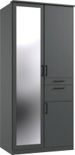 Drehtürenschrank >HENNEF< in Graphit aus Holzwerkstoff - 90x198x58cm (BxHxT)