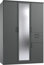 Drehtürenschrank >HENNEF< in Graphit aus Holzwerkstoff - 135x198x58cm (BxHxT)
