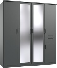 Drehtürenschrank >HENNEF< in Graphit aus Holzwerkstoff - 180x198x58cm (BxHxT)