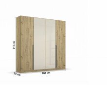 Drehtürenschrank >Artemis< in Eiche Artisan / Glas champagner