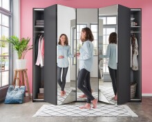 Falttürenschrank >Everly< in Graphit - 250x216x58cm (BxHxT)
