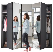 Falttürenschrank >Everly< in Graphit - 250x216x58cm (BxHxT)