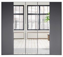 Falttürenschrank >Everly< in Graphit - 250x216x58cm (BxHxT)