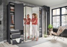 Falttürenschrank >Everly< in Graphit - 250x216x58cm (BxHxT)