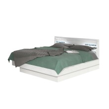 Bett >Viola< in Hochglanz Weiß/Echtes Glas...
