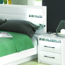 Bett >Viola< in Hochglanz Weiß/Echtes Glas Mosaik - 185x101x207 (BxHxT)
