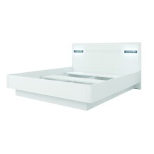 Bett >Viola< in Hochglanz Weiß/Echtes Glas Mosaik - 185x101x207 (BxHxT)