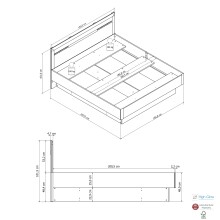 Bett >Viola< in Hochglanz Weiß/Echtes Glas Mosaik - 185x101x207 (BxHxT)