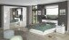 Bett >Viola< in Hochglanz Weiß/Echtes Glas Mosaik - 185x101x207 (BxHxT)